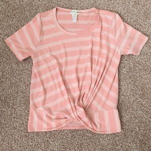 NWOT stripe twist knot top tee ribbed scoop neck